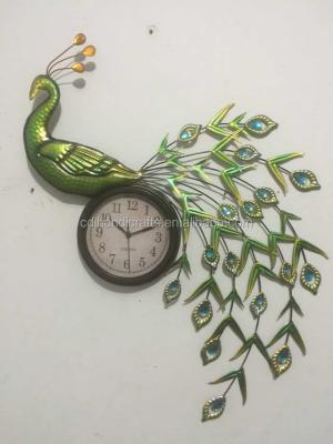 China Each piece is only metal finish antique decor wall metal clock, peacock shape for sale