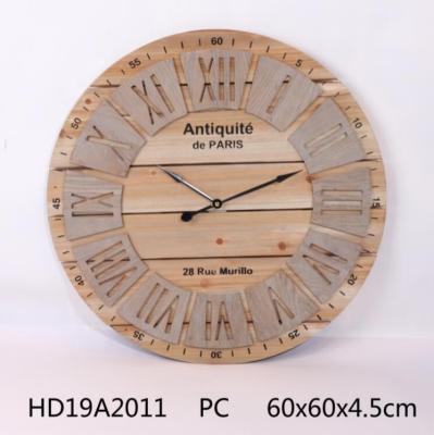 China Antique style rustic wooden clock for home decorative for sale