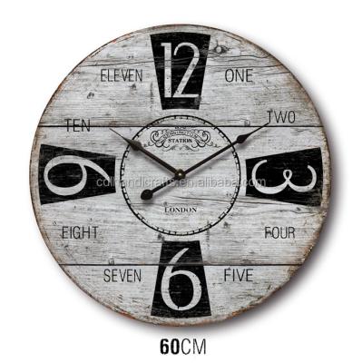 China Minhou Handmade Rustic Wooden Kitchen Clock for sale