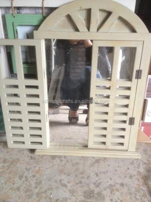 China Retro outdoor wooden antique window mirror for sale