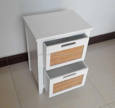 China 2015 New 2 Drawers Chest Draws Wooden Cabinet With Rattan Decor for sale