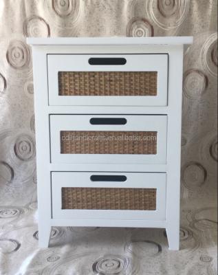 China With Rattan Door Modern Style 3 Drawers Corner Cabinet for sale