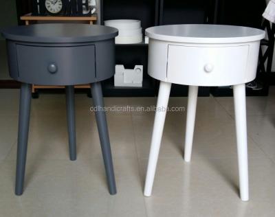 China PANEL MDF round side table with solid wood legs for sale