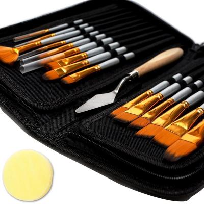 China Non-Toxic Factory Directly Supply 15pcs Art Paint Brushes Set With Pack for Oil Painting and Acrylic Painting Set Brush for sale