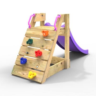 China Kindergarten Toddler Wooden Climbing Slide with Wooden Platform Small Size Wooden Climbing Slide for Family Backyard for sale