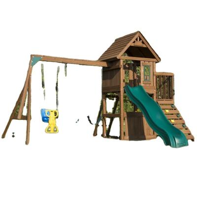 China Kindergarten Guard Kids Playground Outdoor Wood Slide Swing Wooden Slide For Backyard Home Use for sale