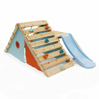 China Small Kindergarten First Stage Wooden Slide For Toddler Baby Small Playground Equipment Funny Wooden Set for sale