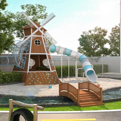 China Outdoor Wooden Oriented Playground Park Area Large Kindergarten Playground Slide For Sale for sale