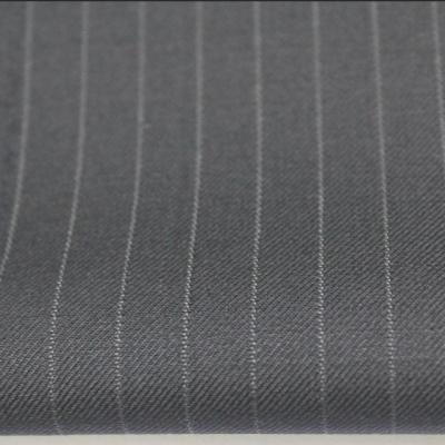 China Anti Pill Dark Navy Stripe For Ready Made Stock Merino Wool Mens Polyester Suit Worsted Fabrics High Quality for sale