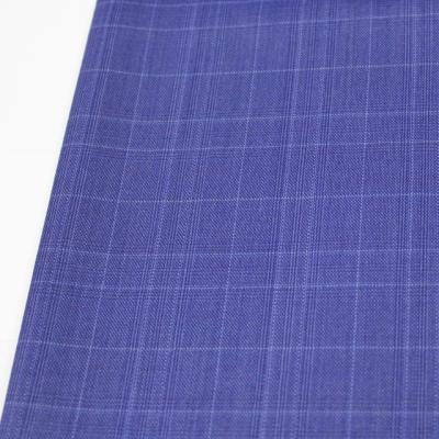 China Anti Pill Check Bright Blue Fancy Fabric For High Quality Ready To Ship Worsted Merino 100% Wool Fitments for sale