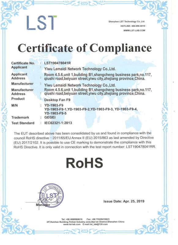 RoHS - Yiwu Jiuxian Trading Co.,Ltd