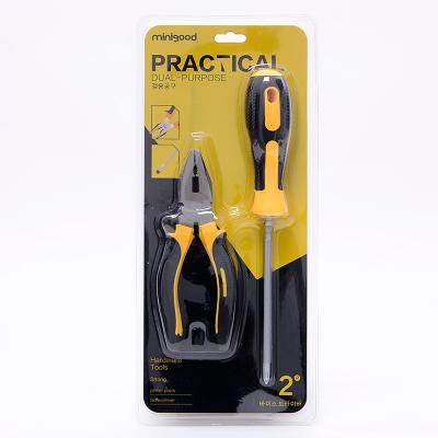 China TPR+ MA steel+CR-V vanadium wholesales hardware tool kit steel pliers and screwdriver tool kit for sale