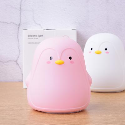 China Modern Cute Silicone Penguin Night Light Dimmable Sleep Kids Night Lamp for sale