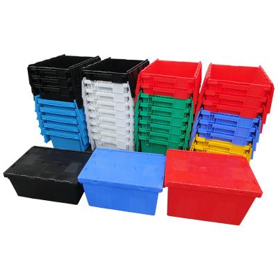 China Heavy Duty Plastic Storage Container Solid PP Large Storage Box With LidTote Attached Flip Top Bin Customize for sale