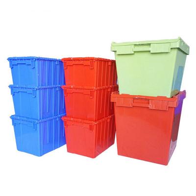 China Plastic Attached Solid Stacking Stackable Logistics Solid Box Lid Tote Box With Lidcrate Recycled Loot Container Box With Lid for sale