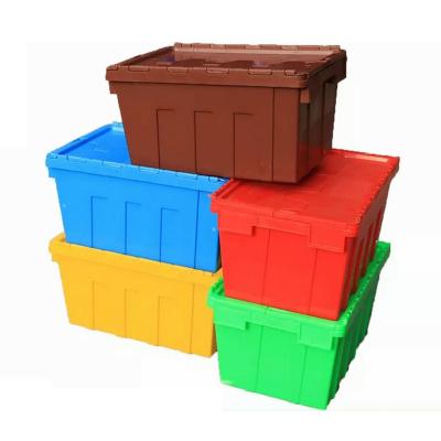 China New Industry Solid Design Plastic Mobile Box Stackable Folding And Nesting Recycled Lockable Crate Bin Storage Container Box With for sale