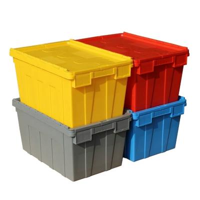 China Foldable Stackable Moving Stacking and Nesting Solid Box Agriculture Plastic Crate With Lid Food Grade Storage Plastic Crate for sale