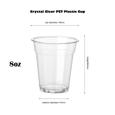 China Logo Cold Drinking Clear PET Disposable Printing Cup 8oz 9oz 10oz 12oz 20oz 24oz 16oz Plastic Takeaway Cups with Dome Lids for sale