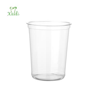 China 117 Diameter Sustainable Salad Bowl With Flat Lid Printed Takeaway Packaging PET Disposable Smoothies Plastic Cup With Lids for sale