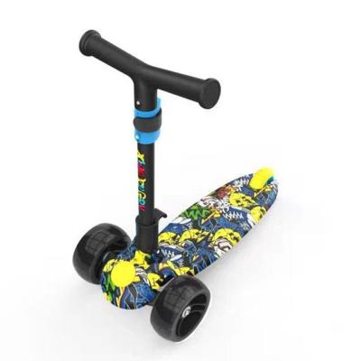 China PU Foldable Printed Three Wheel Safe Push Scooter For Kids for sale