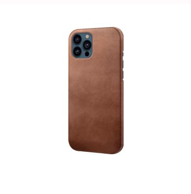 China Shockproof Shockproof PU Leather Durable Cover Soft Bumper Hard PC Protective Case For iPhone 13 Pro Max (Brown) for sale