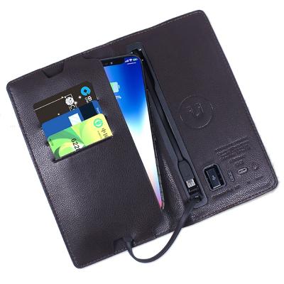 China With USB 2020 Hot Selling PU Leather Wallet With 6800mah Powerbank For Phone Card Men for sale