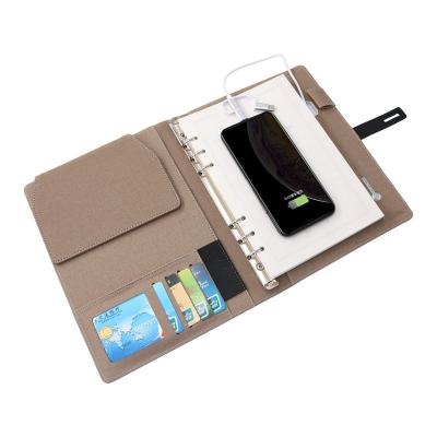 China 2022 Multifunctional Phone Binding Spiral Diary Power Bank Filler Notebook With Phone Folder Radio Business Filler Notebook for sale