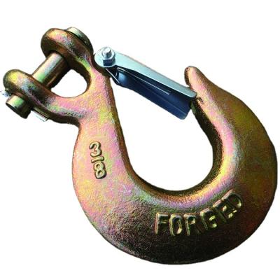 China Heavy Industry Hardware Clevis Crane Lifting Galvanized Forged Rigging Chain Hook With Latch for sale