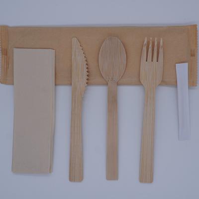 China Wholesale Home Hotel Restaurant Latest High Quality Disposable Biodegradable Bamboo Cutlery Set 5 Pieces for sale