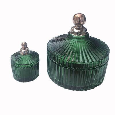 China Steamable Factory Direct Selling Suppliers Wholesale Green Frosted Glass Jar Candle Jar for sale