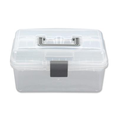 China Sustainable Light Blue Plastic Universal Portable Handled Organizer Storage Box / Case With Removable Tray for sale