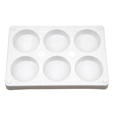 China Small Rectangular Circle 6Holes Artist Paint Board Plastic Paint Palette for sale