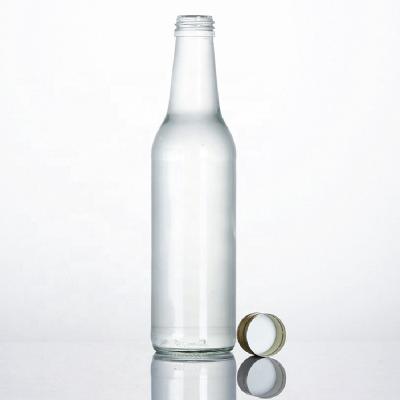 China Transparent 330ml 33cl Round Water Wine Spirit Beverage Stored Glass Bottle With Screw Cap for sale