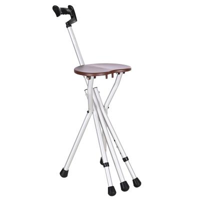 China (Size)Adjustable Portable Foldable Older Walking Stick with Seat or Chair Kickstand Stools for Outdoor for sale