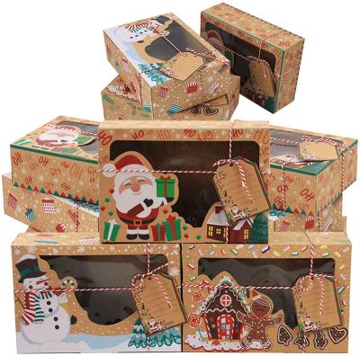 China Recyclable Christmas Cookie Tins Tall For Gift Giving Packaging Holiday Xmas Food , Bakery Treat Boxes With Window , Candy And Cookie for sale