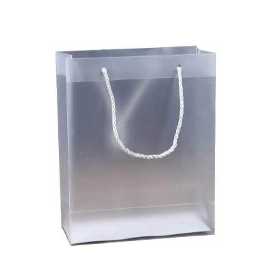 China Wholesale Custom Logo PVC Packaging Plastic Bag Wine Gift Transparent Wine Gift Shopping Bag Moisture Proof With Handle for sale