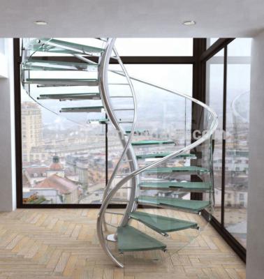 China Industrial Customized Spiral Stairs Fencing Spiral Balustrade Staircase With Glass Steps for sale