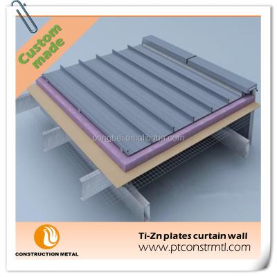 China Metal curtain wall or curtain roof titanium zinc plate and aluminum composited honeycomb core metal curtain wall for sale