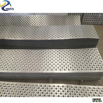 China Plain Weave Metal Panel Punch Strip With Round Hole Blown Perforated Board Anti Slip Galvanized Steel Metal Stair Treads Walkway for sale