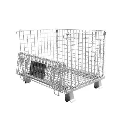 China Industry Warehouse Metal Wire Mesh Storage Cage Folding Mesh Frame Matching Basket Iron Cage Turnover Container By Forklift A Since C for sale