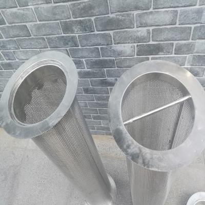 China Plain Weave 304 Stainless Steel Tube Filter Tube With Flange Plate 3mm Round Holes for sale