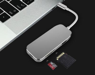 China 6 in 1 USB C Hub USB3.1 Type-C To  3 USB3.0 Hub USB-C TF SD Card Reader converter Adapter for Macbook pro for sale