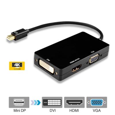 China Mini DisplayPort to  DVI VGA Adapter 4K Mini DP Converter Thunderbolt Compatible 3 in 1 for sale