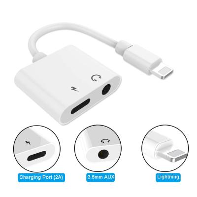 China 3.5 mm Headphone Jack Adapter Charger Converter 2 in 1 DC 3.5mm Earphone Audio Charging Splitter for iPhone and iPad for sale