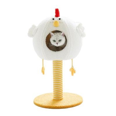 China Cheap Factory Stocked Direct Chicken Train Cat Tree Large Climbing Scratch Pet Scratcher Housing Furniture Wooden Tower Cat Tree for sale