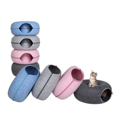 China Professional Design Breathable Cat Bed Cave For Sleeping Indoor Warm Soft Plush Cushioned for sale