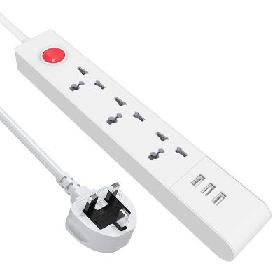 China Residential / General-Purpose Wholesale Surge Protector US/UK/EU Plug Extension Socket Power Strips with 3 AC Outlets Travel Universal Power Strip with 3 USB for sale