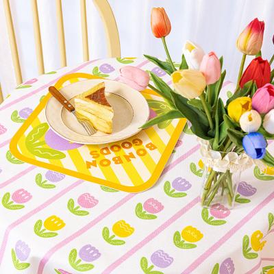 China Flower Sustainable Design Leather Table Mats Heat Resistant Waterproof Cute Table Mat Tulip Decoration Kitchen Accessories Dining Place Mats for sale