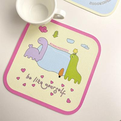 China Viable Kids Place Mats Cute Dinosaur Cartoon Table Mats For Kitchen And Dining PVC Leather Heat Resistant Waterproof Place Mats for sale