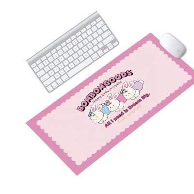 China Gaming Pink Bunny Mouse Pad Desk Mat PU Leather Keyboard Protector Heat Resistance Gaming Mouse Pads XXXL Waterproof Sublimation Copy for sale